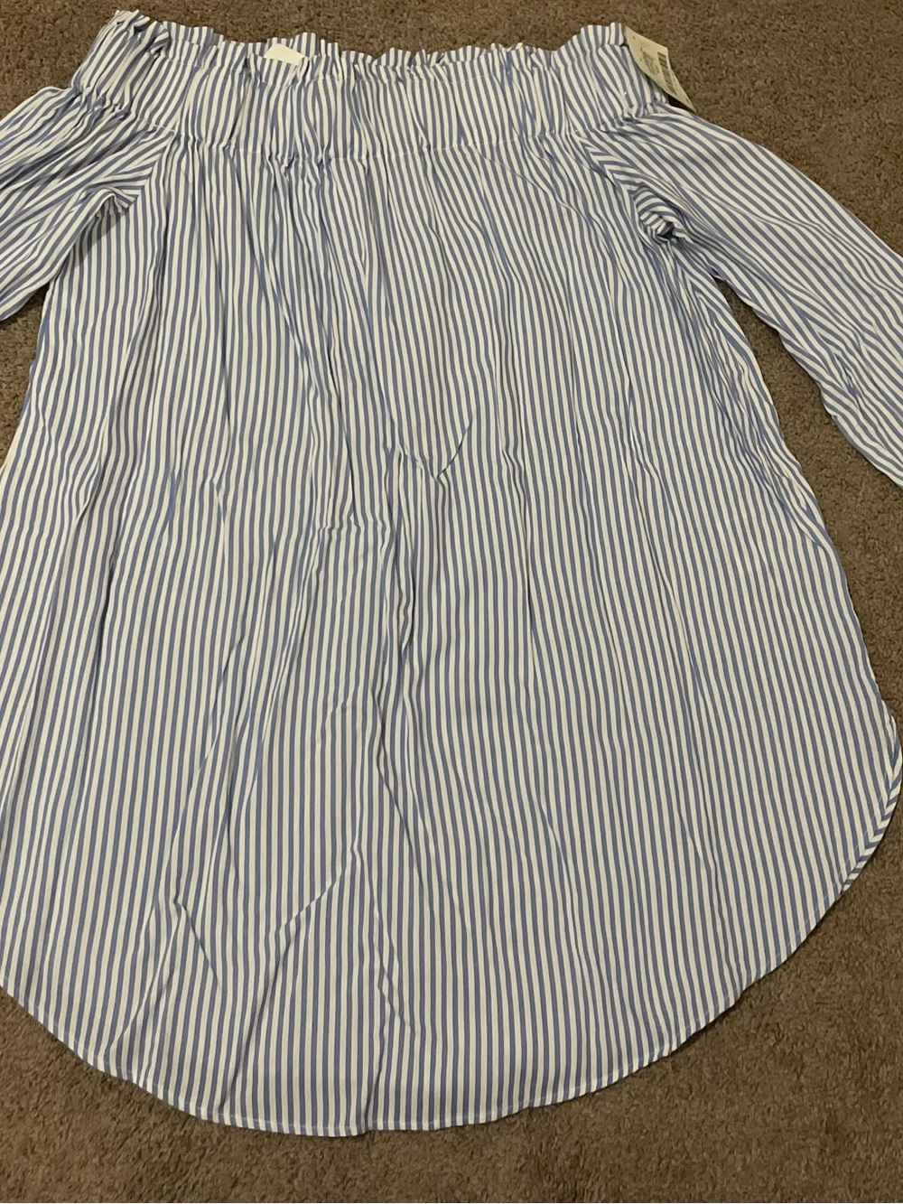 H&M Blue and White Striped Off-Shoulder Blouse
